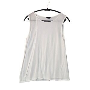Theory Maidena White Sleeveless Layered Modal Tank Top Casual Minimalist Office